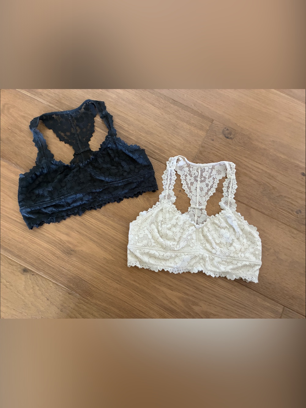 Girls Lace Racerback Bralettes in Black & Cream